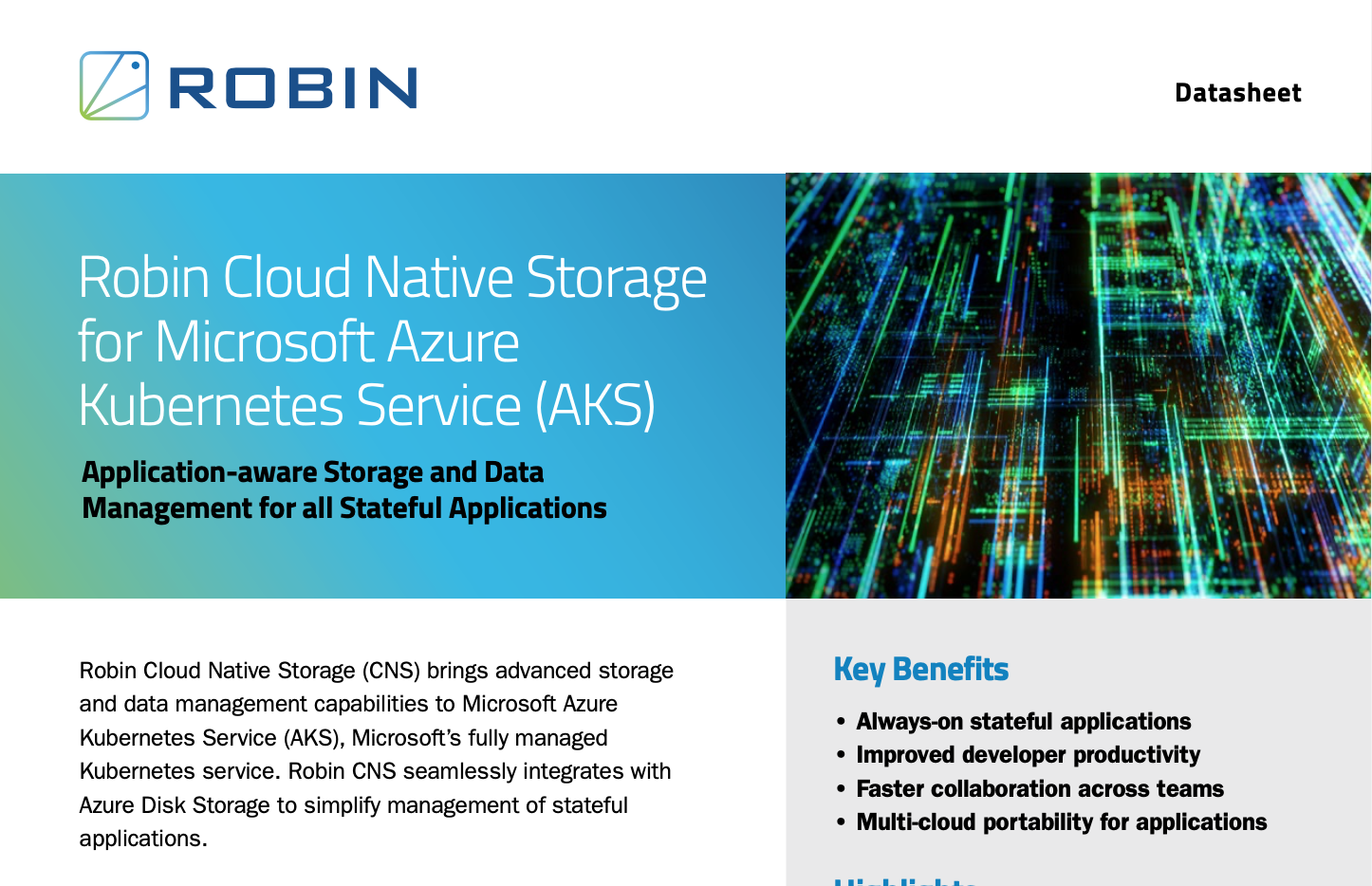 Robin Cloud Native Storage for Microsoft AKS
