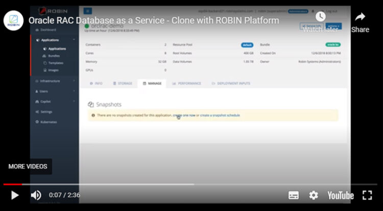 Clone Oracle RAC Database as a Service with Robin Platform