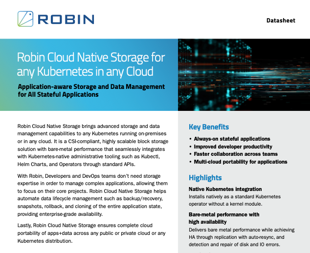 Robin Cloud Native Storage for Kubernetes