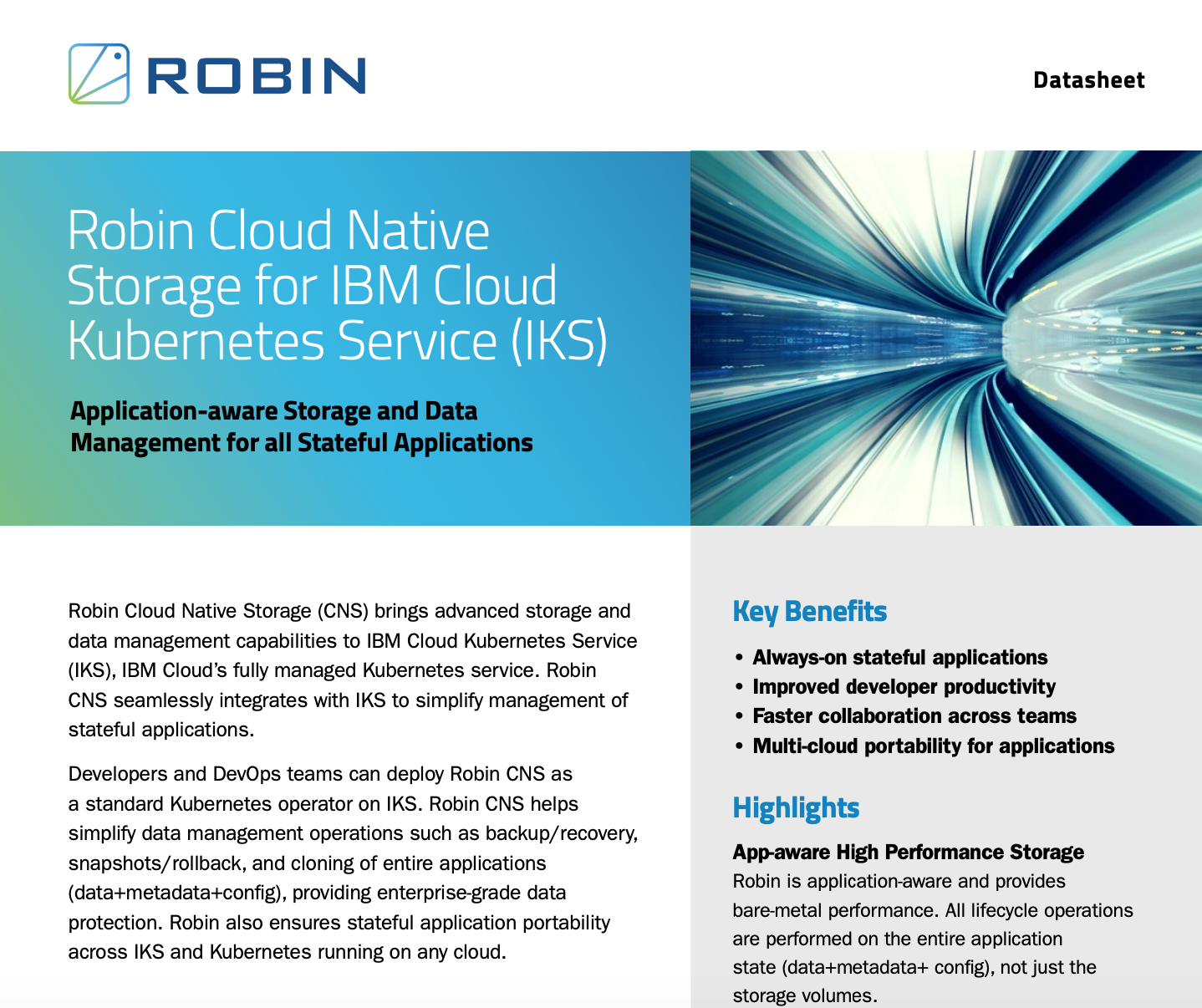 Robin Cloud Native Storage for IKS