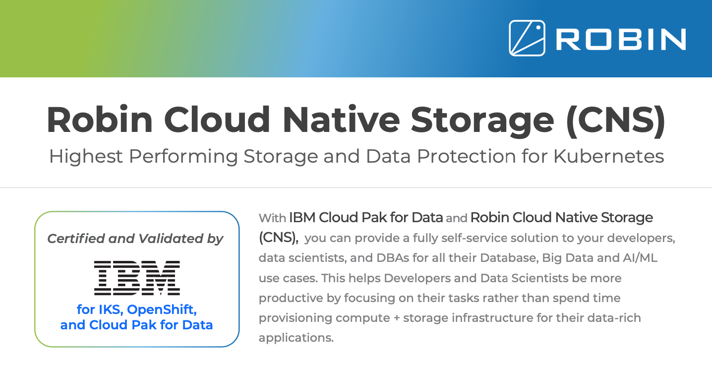 Robin Cloud Native Storage for IBM Cloud Pak for Data